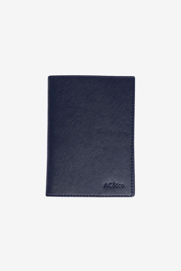 AC&Co / Altınyıldız Classics AC&Co / Altınyıldız Classics Men's Special Gift Boxed Navy Blue Faux Leather Handmade Passport Holder