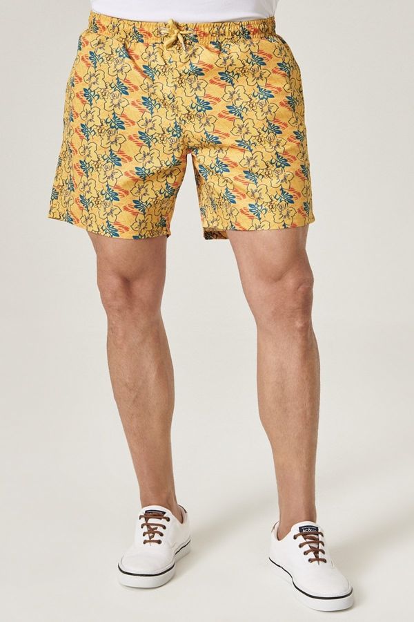 AC&Co / Altınyıldız Classics AC&Co / Altınyıldız Classics Men's Yellow Standard Fit Casual Patterned Swimwear Marine Shorts.