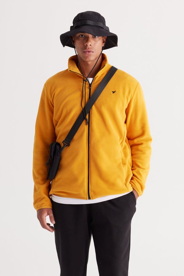 AC&Co / Altınyıldız Classics AC&Co / Altınyıldız Classics Men's Yellow Standard Fit Regular Fit Cold Proof High Neck Fleece Sweatshirt Jacket