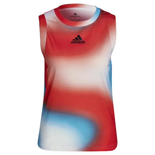 Adidas adidas Melbourne Women's Printed Match Tank Tank White/Red/Blue S