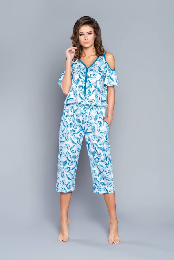 Italian Fashion Agawa short-sleeved jumpsuit, 3/4 pants - print