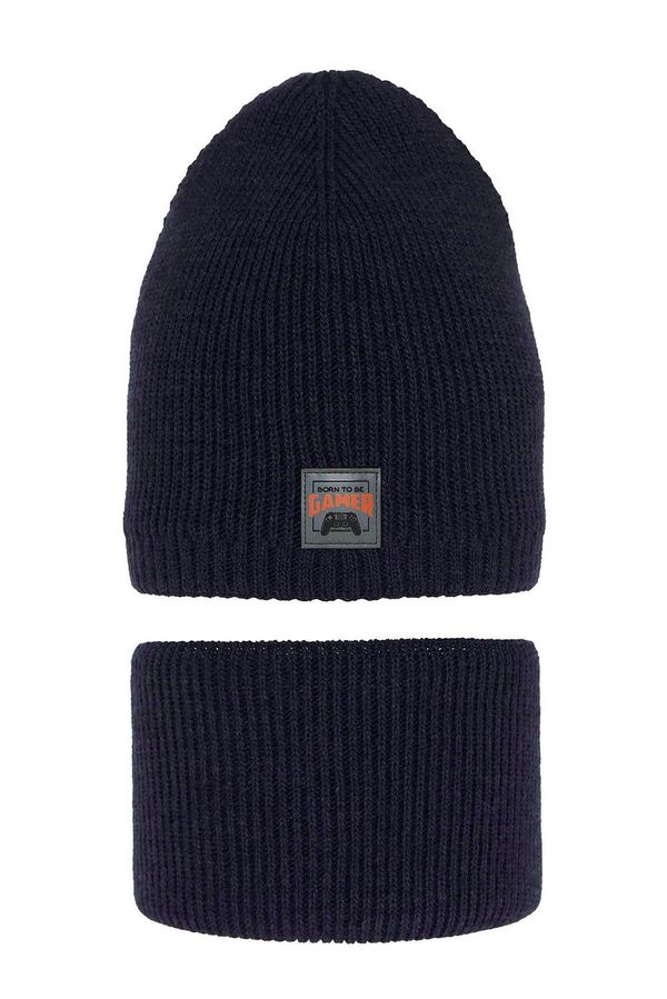 AGBO AGBO Boy's winter set: hat and tube scarf navy blue Gami