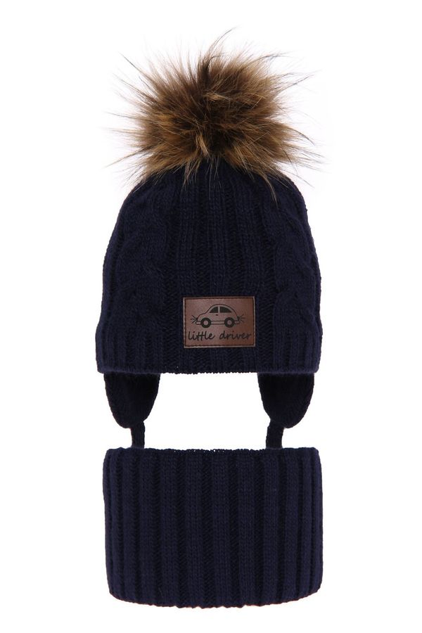 AGBO AGBO Boy's winter set: hat and tube scarf navy blue Kapi