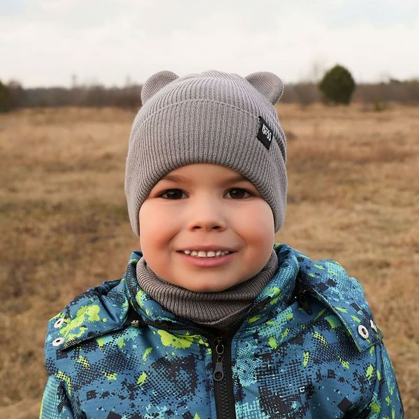 AGBO AGBO Children's autumn/ spring set: hat and tube scarf grey Grajan