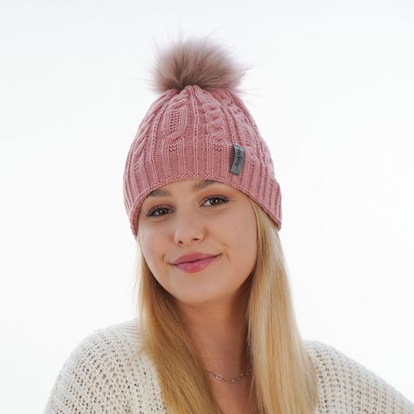 AGBO AGBO Woman's winter hat pink Mirka with pompom