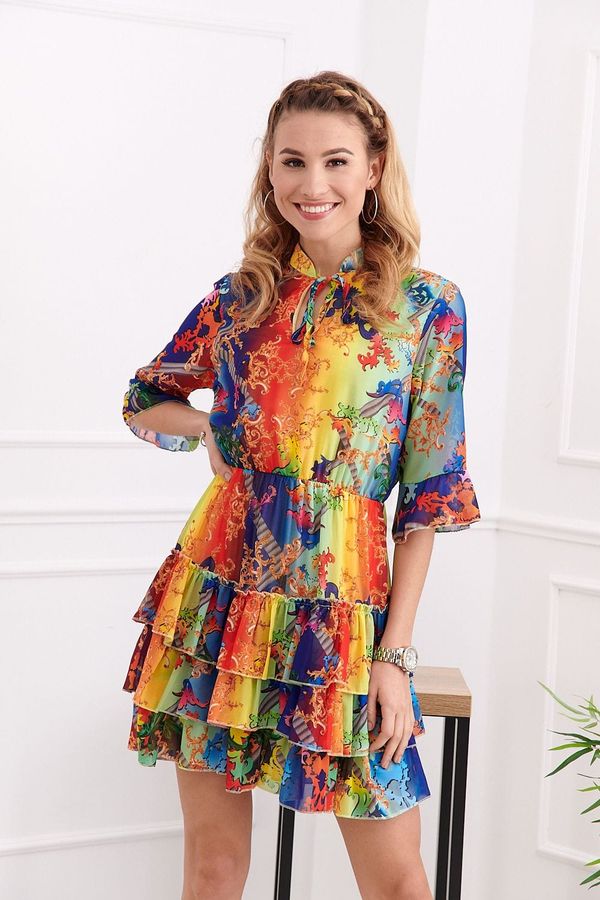 FASARDI Airy dress with colorful patterns