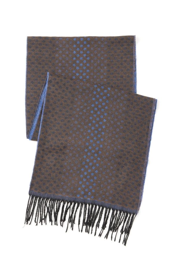 ALTINYILDIZ CLASSICS ALTINYILDIZ CLASSICS Men's Brown-Navy Blue Patterned Scarf