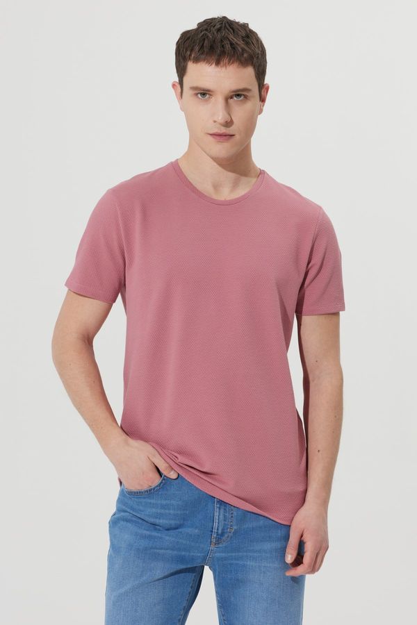 ALTINYILDIZ CLASSICS ALTINYILDIZ CLASSICS Men's Dried Rose Slim Fit Slim Fit Crew Neck Soft Button Basic T-Shirt