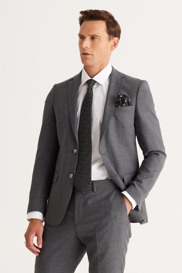 ALTINYILDIZ CLASSICS ALTINYILDIZ CLASSICS Men's Gray Slim Fit Slim Fit Mono Collar Cordura Fabric Woolen Suit