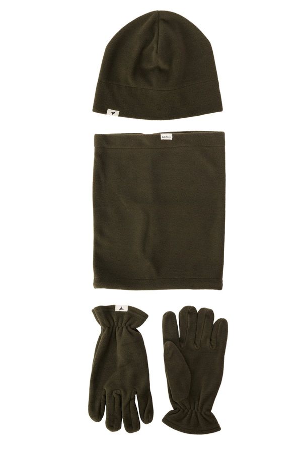 ALTINYILDIZ CLASSICS ALTINYILDIZ CLASSICS Men's Khaki Anti-pilling Warm Water Repellent Fleece Beanie Neck Collar Gloves Set
