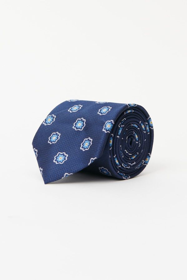 ALTINYILDIZ CLASSICS ALTINYILDIZ CLASSICS Men's Navy Blue Gold Patterned Classic Tie
