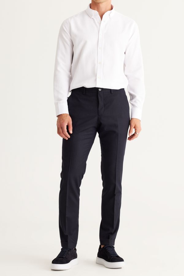 ALTINYILDIZ CLASSICS ALTINYILDIZ CLASSICS Men's Navy Blue Slim Fit Slim Fit Side Pockets Elastic Waist Classic Fabric Trousers