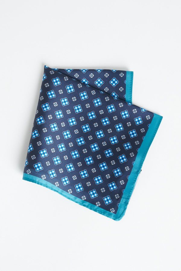 ALTINYILDIZ CLASSICS ALTINYILDIZ CLASSICS Men's Navy Blue-turquoise Patterned Handkerchief