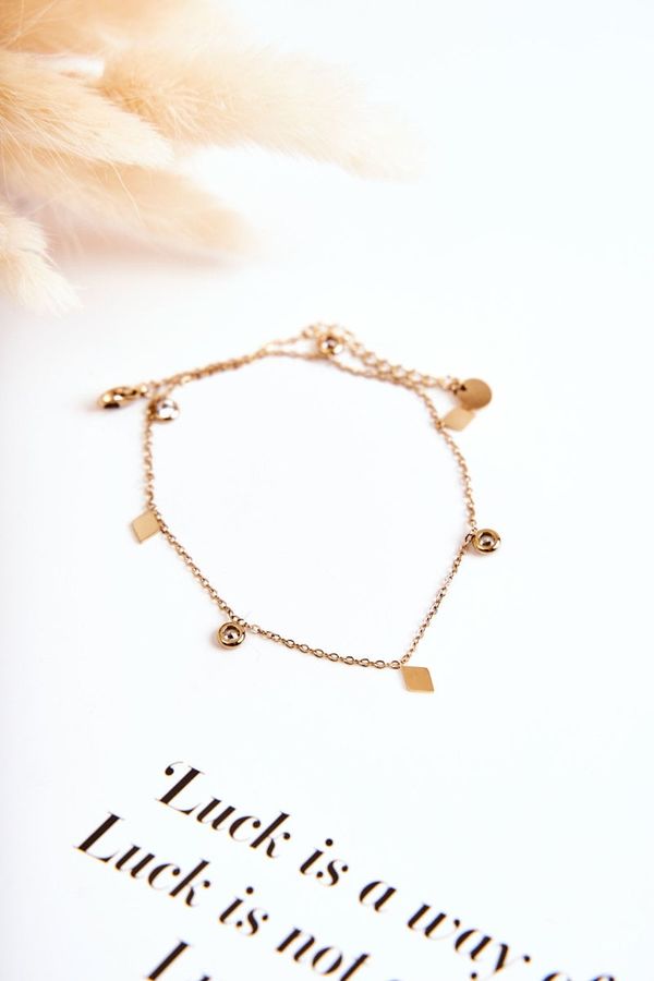 Kesi Ankle bracelet with rhombus and rhinestones gold