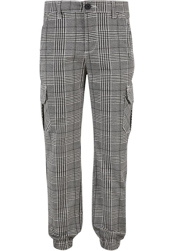 Urban Classics AOP Glencheck Cargo boys' pants black/white