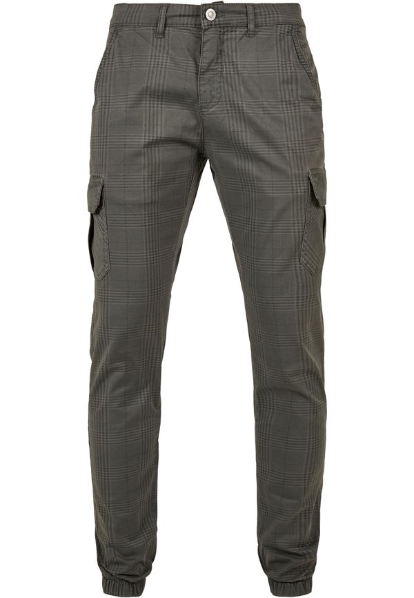 Urban Classics AOP Glencheck Cargo Jog Pants Dark Grey