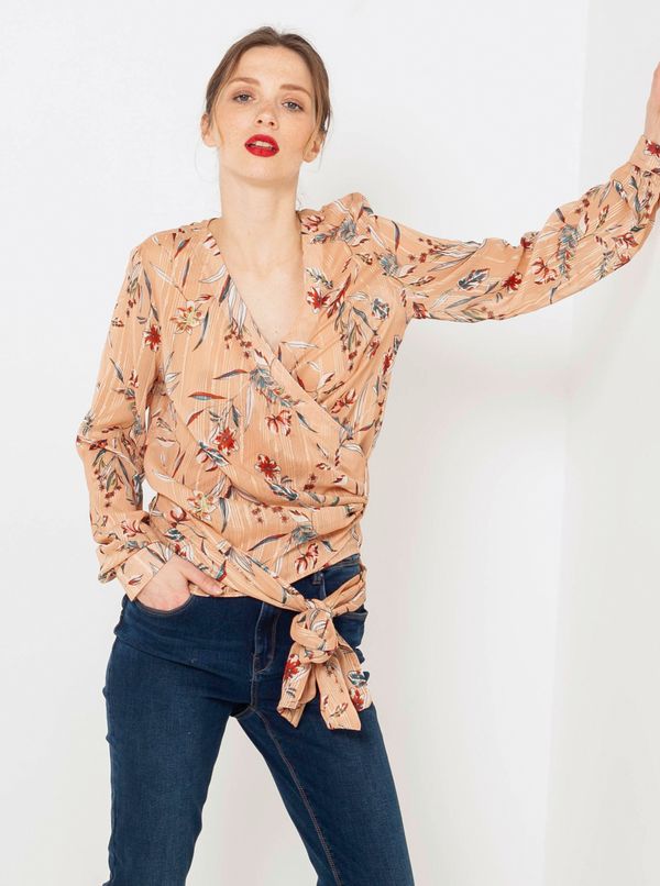 CAMAIEU Apricot Floral Wrap Blouse CAMAIEU - Women