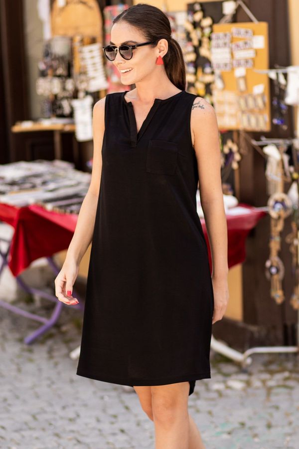 armonika armonika Women's Black Pocket Midi Length Dress