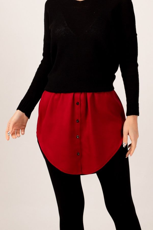 armonika armonika Women's Claret Red Elastic Waist Shirt Skirt