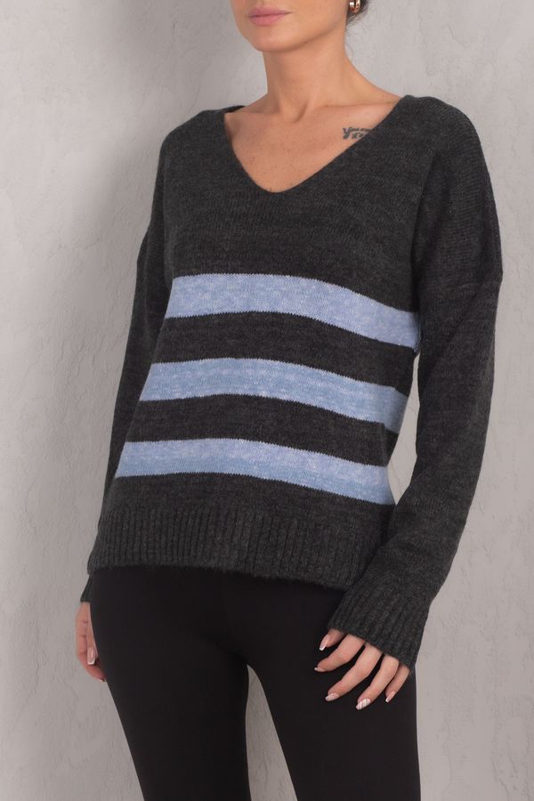 armonika armonika Women's Smoky Lily V-Neck Striped Knitwear Sweater
