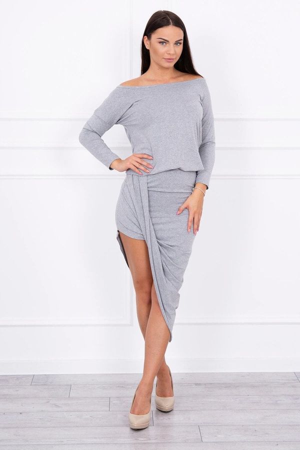 Kesi Asymmetrical dress, 3/4 sleeve gray