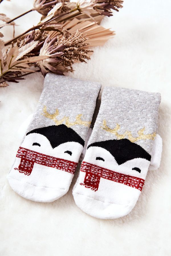 Aura.via Aura.via Christmas Socks Penguin Grey