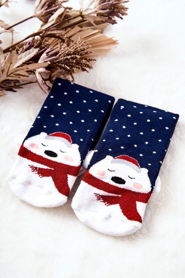 Aura.via Aura.via Christmas Socks Teddy Bears Navy