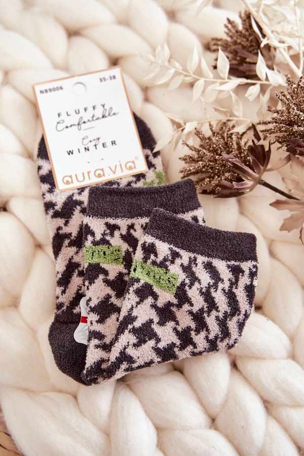 Aura.via Aura.via Women's warm socks with vertical patterns gray and green