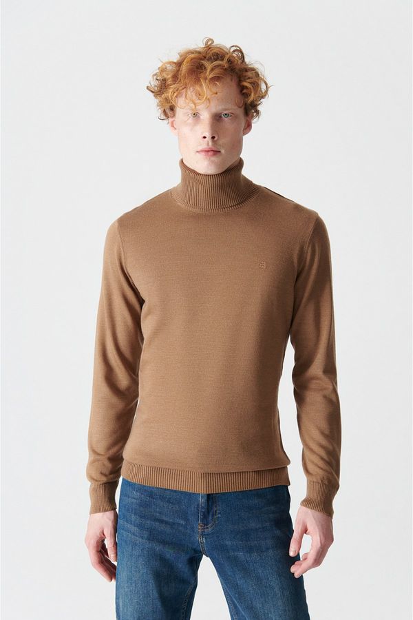 Avva Avva Kamel Unisex Knitwear Sweater Full Turtleneck Non Pilling Regular Fit