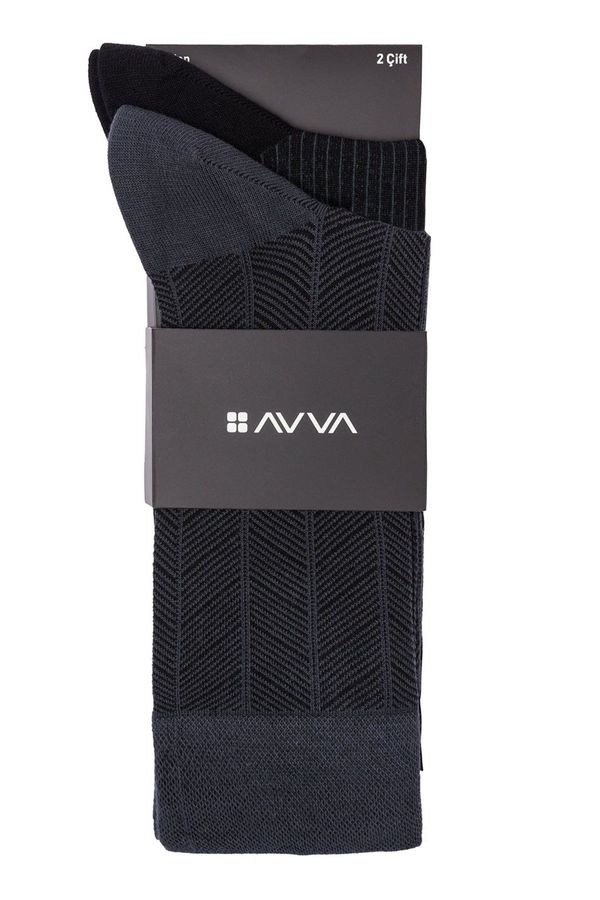 Avva Avva Men's Anthracite Patterned 2-Pack Socket Socks