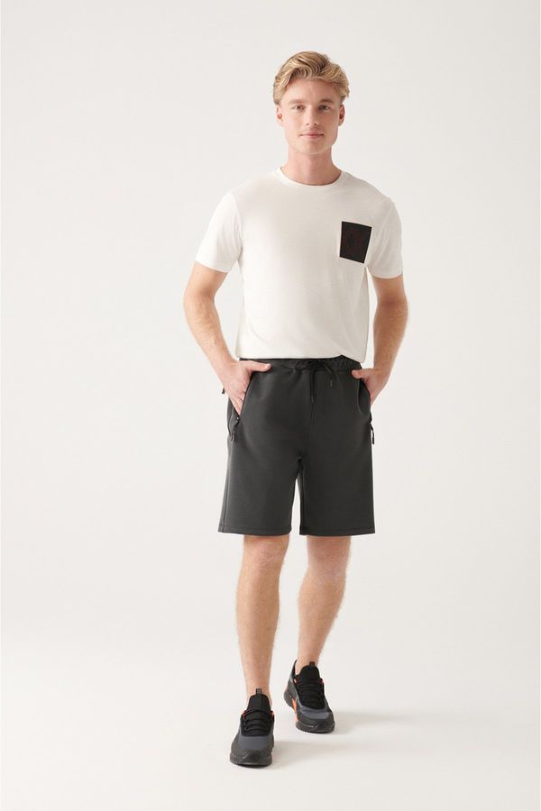 Avva Avva Men's Anthracite Soft Touch Side Pocket Relaxed Fit Casual Fit Casual Sports Shorts