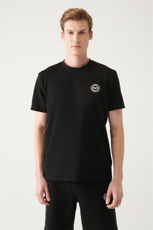Avva Avva Men's Black Crew Neck Printed Cotton Regular Fit T-shirt