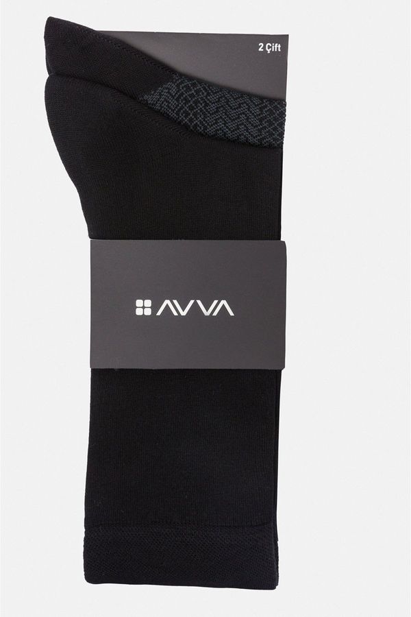 Avva Avva Men's Black Patterned 2-Pack Socket Socks
