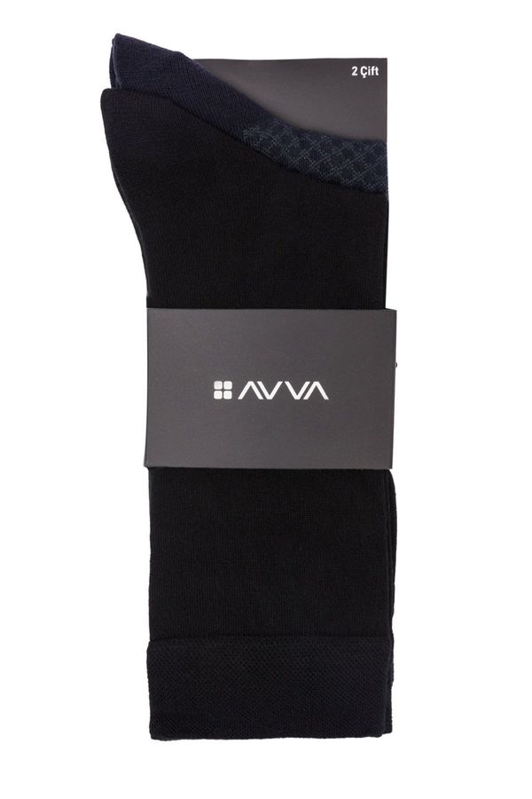 Avva Avva Men's Black Patterned 2-Pack Socks
