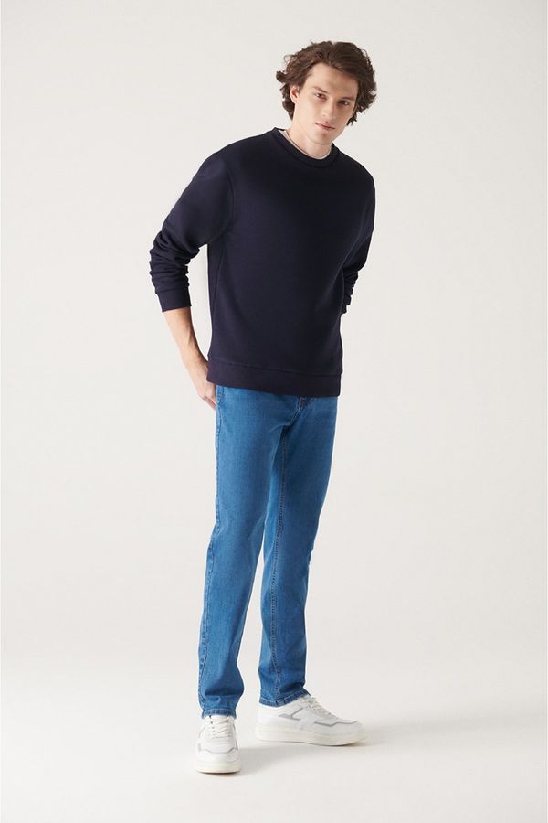 Avva Avva Men's Blue Old-fashioned Wash Lycra Slim Fit Slim Fit Jeans