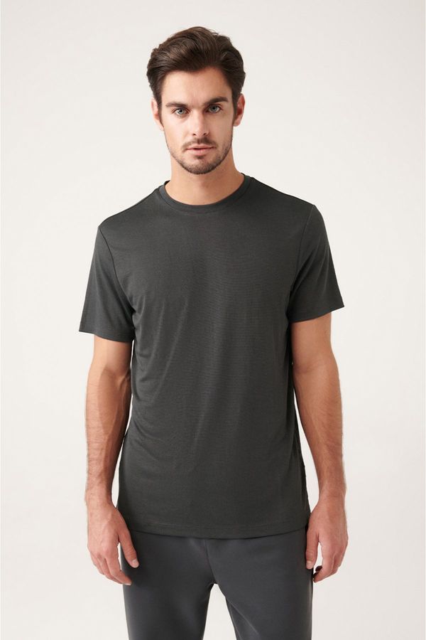 Avva Avva Men's Gray Crew Neck Printed Soft Touch Standard Fit Regular Cut T-shirt