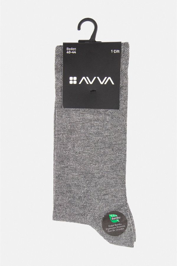 Avva Avva Men's Gray Plain Bamboo Socks