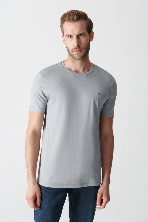 Avva Avva Men's Gray Ultrasoft Crew Neck Cotton Slim Fit Narrow Cut T-shirt