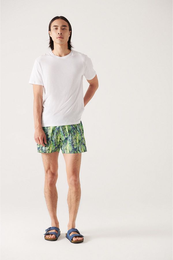 Avva Avva Men's Green Printed Marine Shorts
