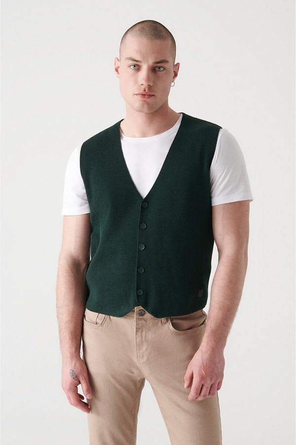 Avva Avva Men's Green Textured Vest