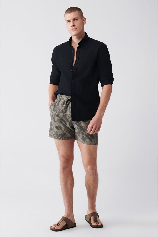 Avva Avva Men's Khaki Quick Dry Printed Swimwear in a Standard Size Marine Shorts