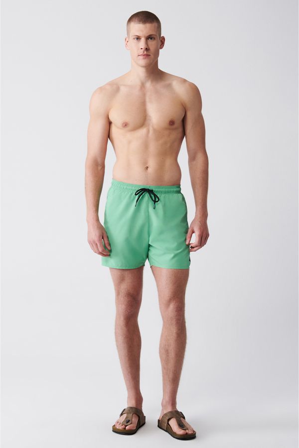 Avva Avva Men's Light Green Quick Dry Standard Size Flat Swimwear Marine Shorts