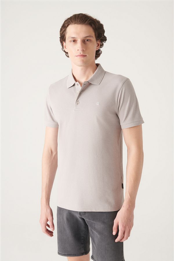 Avva Avva Men's Stone 100% Egyptian Cotton Standard Fit Normal Cut 3 Button Polo Neck T-shirt