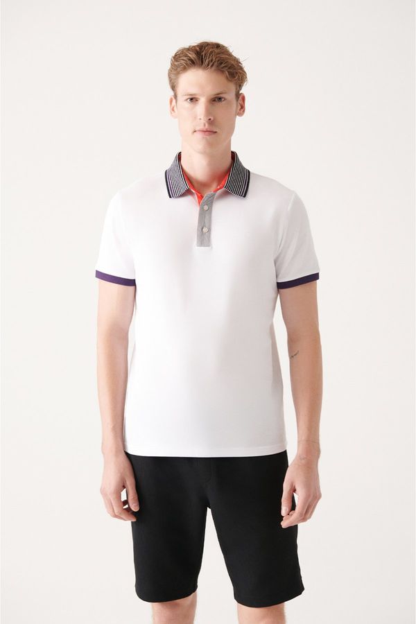 Avva Avva Men's White 100% Cotton Polo Neck Regular Fit T-shirt