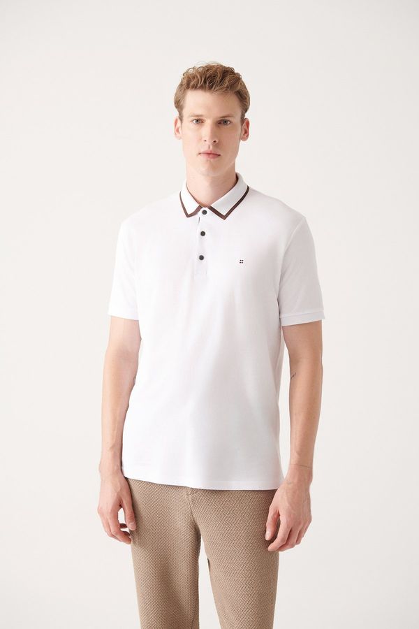 Avva Avva Men's White 100% Cotton Regular Fit Polo Neck T-shirt