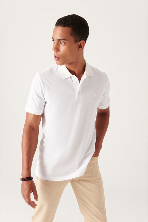 Avva Avva Men's White 100% Egyptian Cotton Regular Fit 3 Button Polo Neck T-shirt
