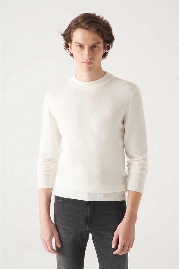 Avva Avva Men's White Half Turtleneck Knitwear Sweater