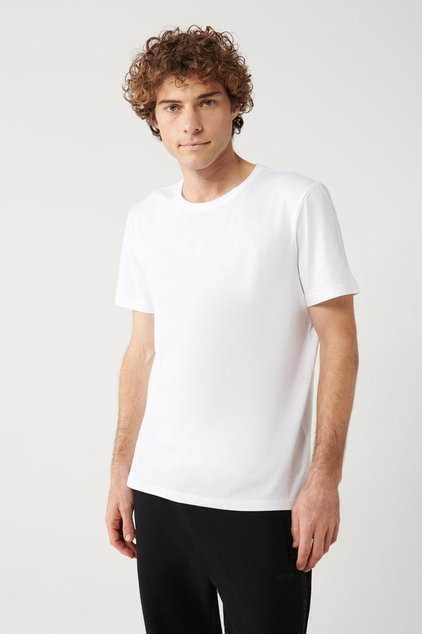 Avva Avva Men's White Ultrasoft Crew Neck Plain Regular Fit Modal T-shirt