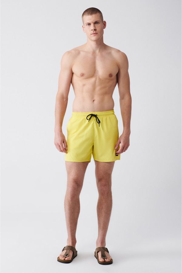Avva Avva Yellow Quick Dry Standard Size Plain Comfort Fit Swimsuit Sea Shorts