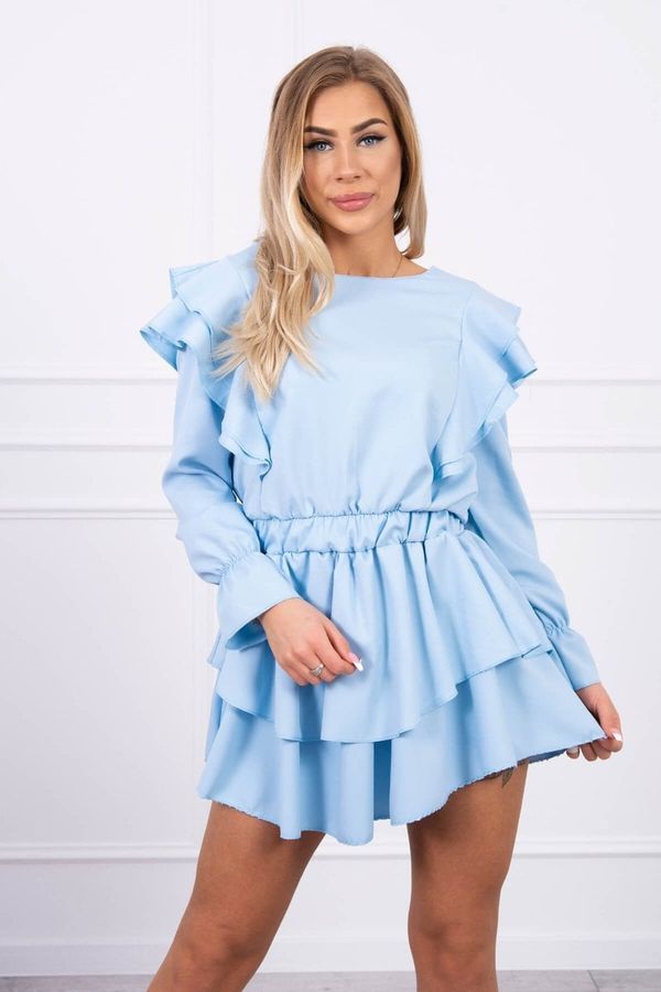 Kesi Azure dress with vertical ruffles